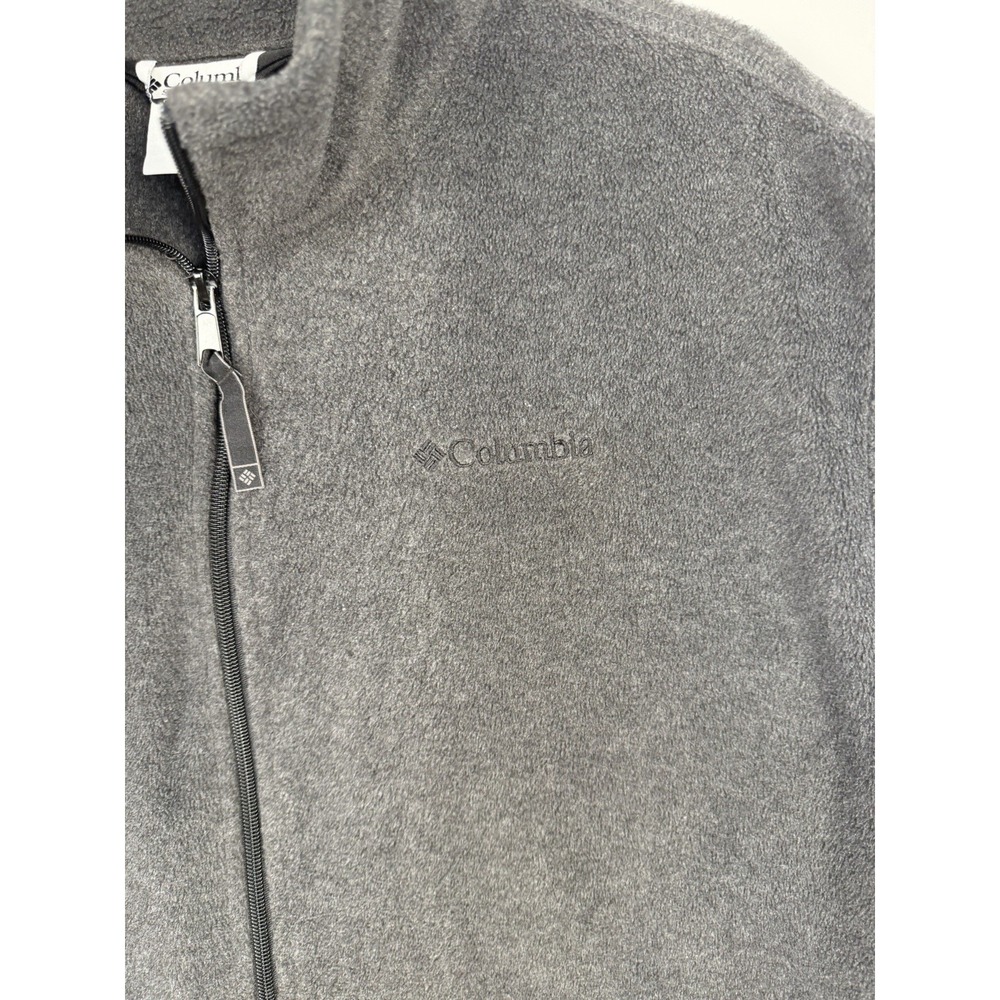 Men's Columbia Dark Gray Fleece Vest Full Zip Zippered Side Pockets Size 2XL - Picture 2 of 6